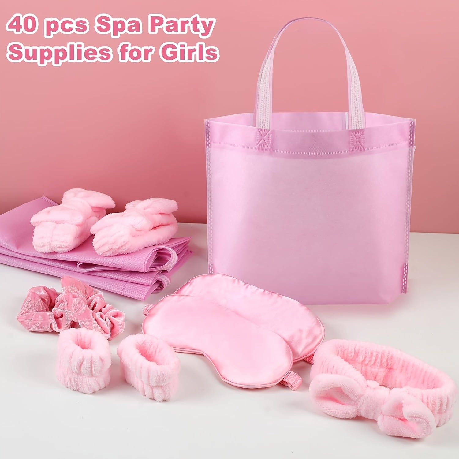 48pcs Sleepover Party Supplies For Girls Skincare Headband And Wristband Set Eye Mask Hair Scrunchie Tote Bag Spa Party Supplies Sleeping Stuff Accessories For Slumber Party Spa -Select Party Favors And Mothers Day Gift For P